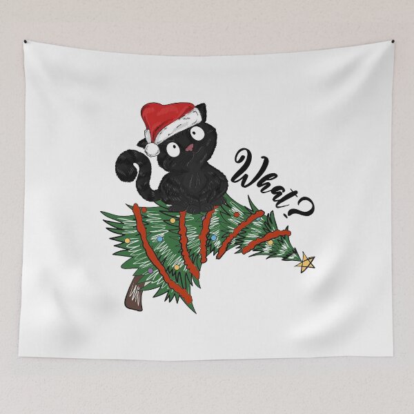Item preview, What Black Cat Xmas Christmas Tree Cat Funny Cat Christmas  designed and sold by jillianhanna.