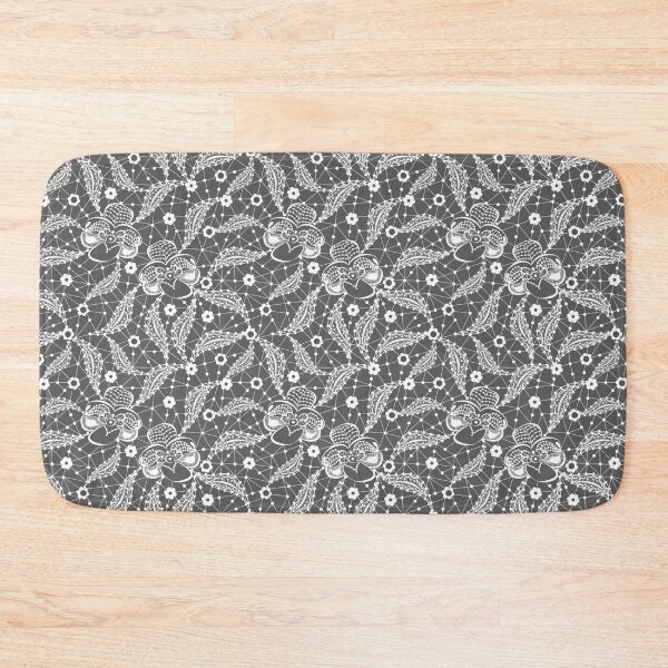 Item preview, White floral lace on a gray background  designed and sold by fuzzyfox.