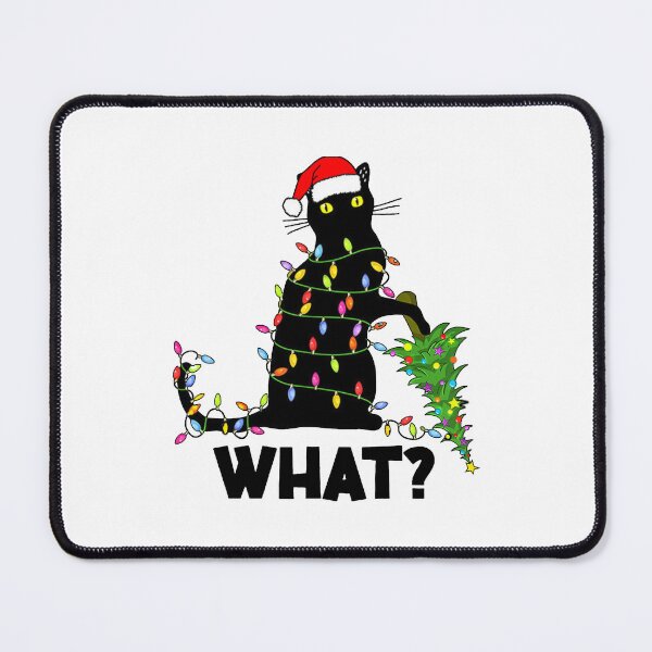 Item preview, What Black Cat Funny Black Cat Pushing Christmas Tree designed and sold by jillianhanna.