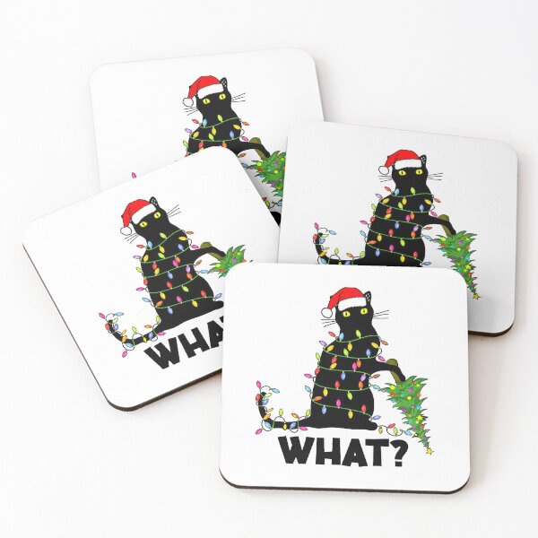Item preview, What Black Cat Funny Black Cat Pushing Christmas Tree  designed and sold by jillianhanna.