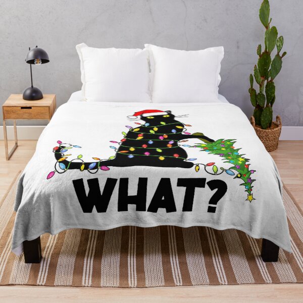 Item preview, What Black Cat Funny Black Cat Pushing Christmas Tree  designed and sold by jillianhanna.