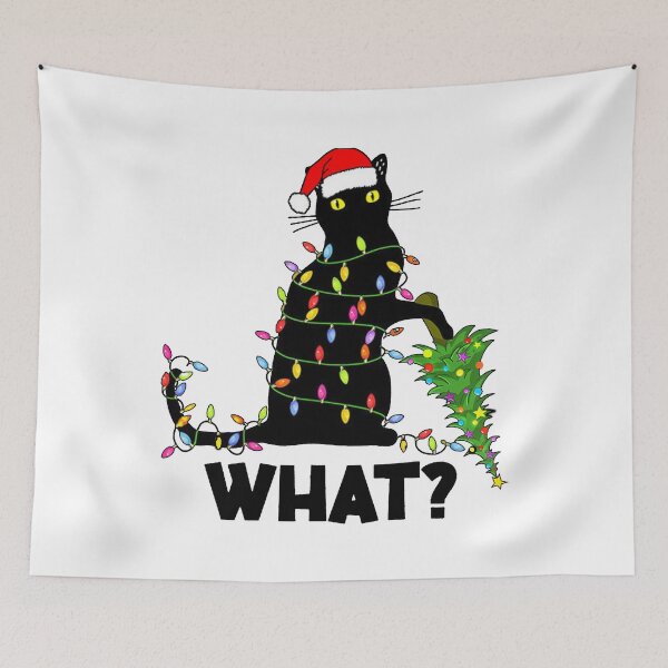 Item preview, What Black Cat Funny Black Cat Pushing Christmas Tree  designed and sold by jillianhanna.