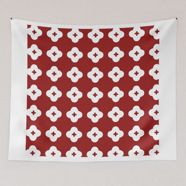Item preview, Bold Red and White Geometric Floral Pattern designed and sold by Siteehaa.