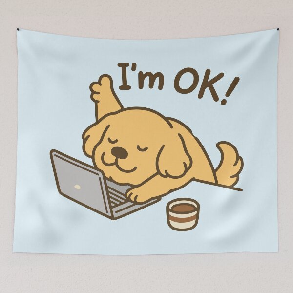 Item preview, I'm ok! dog working on laptop designed and sold by BrownHorse90s.