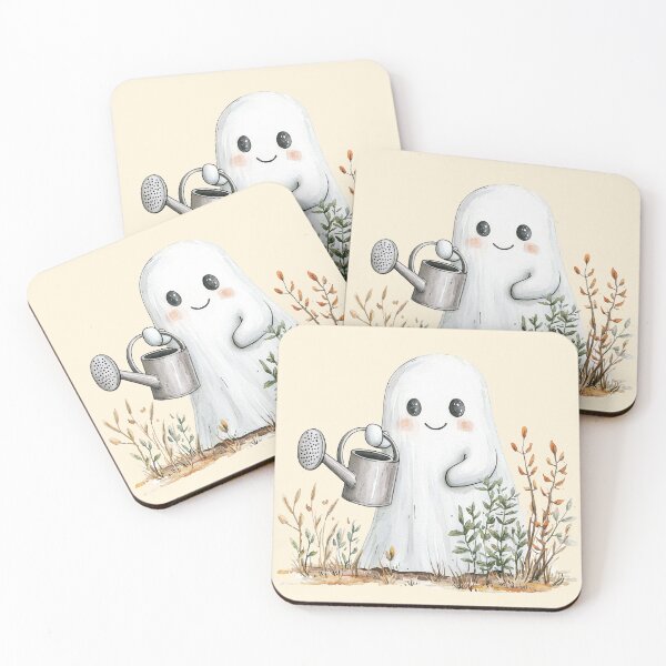 Item preview,  Cute Ghost Watering Plants – Whimsical Garden Spirit Illustration designed and sold by PaintbrushPlace.