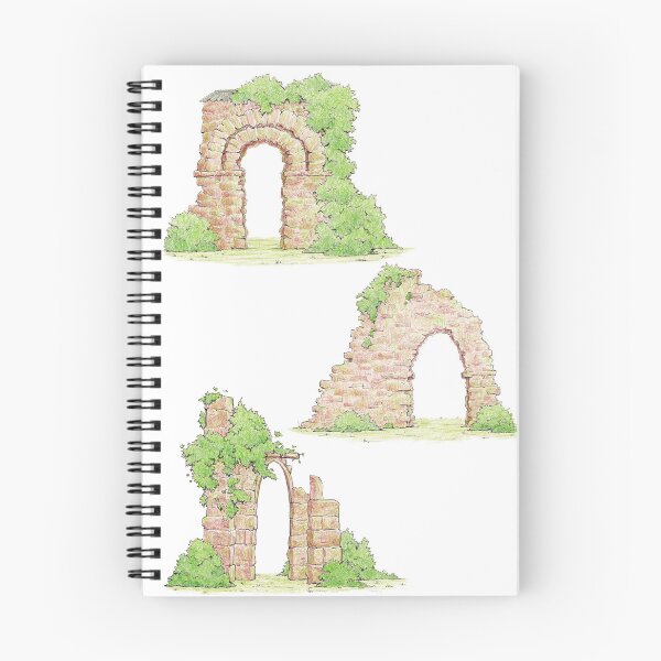 Item preview, Arcos de ladrillo cubiertos de vegetación – Ilustración arquitectónica rústica designed and sold by The A-Press.