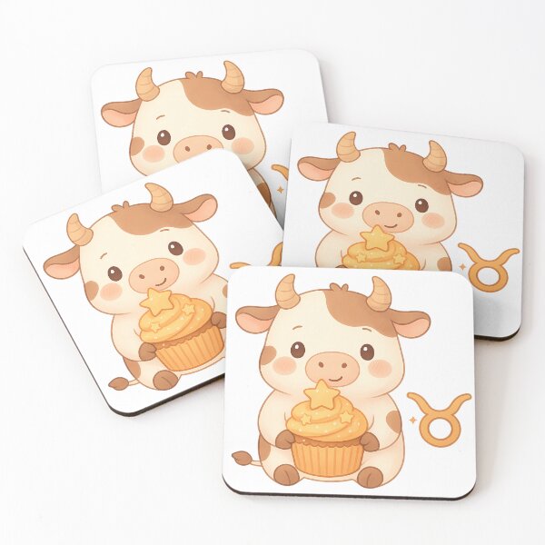 Item preview, Cute Kawaii Taurus Zodiac Sign with Cupcake designed and sold by Minimochi Art.