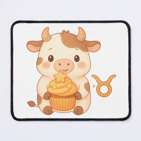 Item preview, Cute Kawaii Taurus Zodiac Sign with Cupcake designed and sold by Minimochi Art.