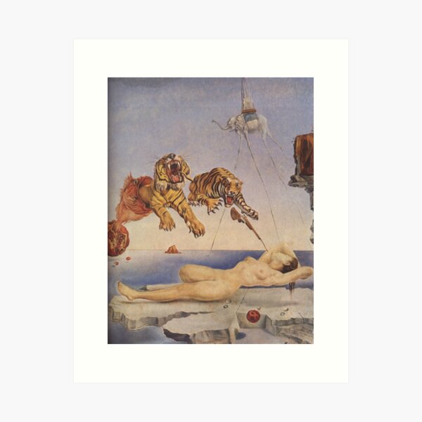 Salvador Dali, Dream Caused by the Flight of a Bee around a Pomegranate a Second before Awakening. Art Print