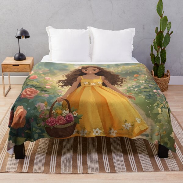 Item preview, Warm Light Garden – Fairytale Girl Watercolor Design designed and sold by Valeree Store.