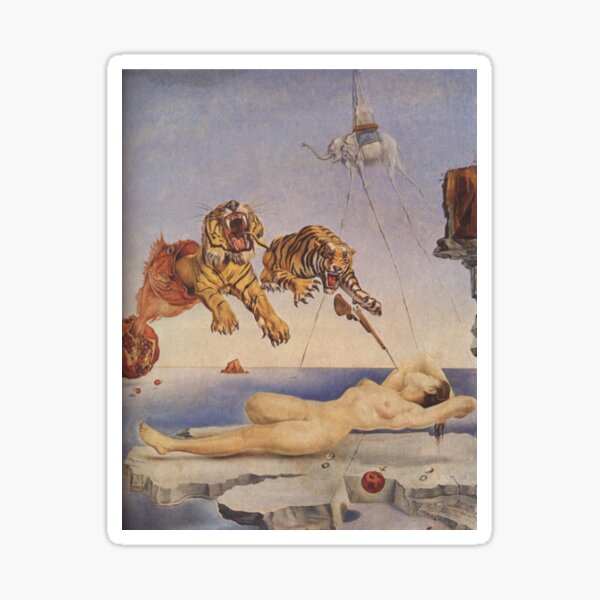 Salvador Dali, Dream Caused by the Flight of a Bee around a Pomegranate a Second before Awakening. Sticker