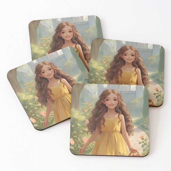 Item preview, Sunlit Dreams – Girl with Flowers in Garden Fantasy Art designed and sold by Valeree Store.
