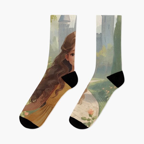 Item preview, Sunlit Dreams – Girl with Flowers in Garden Fantasy Art designed and sold by Valeree Store.