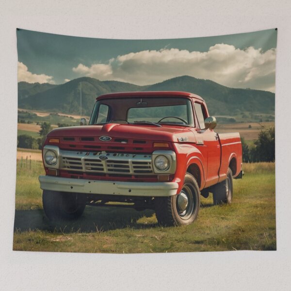 Item preview, Red Spirit, Retro 1965 Ford Pickup in the Golden Field designed and sold by BlareBlare.