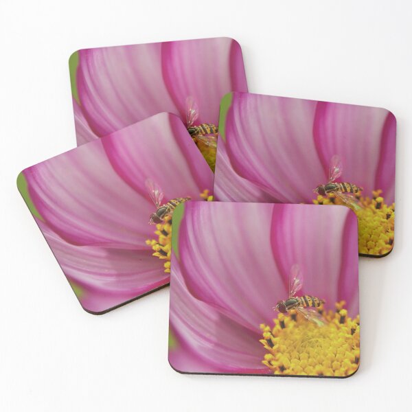 Item preview, Hoverflies on a pink cosmos flower designed and sold by Production Art Manon Meilleur.