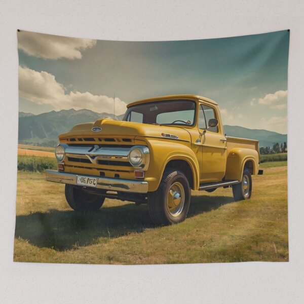Item preview, Yellow Sunshine, Vintage 1965 Ford Truck in the Golden Field designed and sold by BlareBlare.