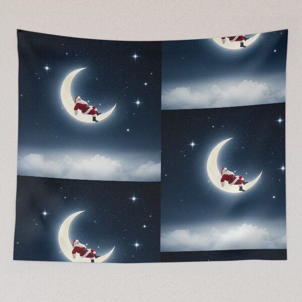 Item preview, Santa on the Moon – Magical Christmas Night Sky Illustration designed and sold by PixelVibe782.