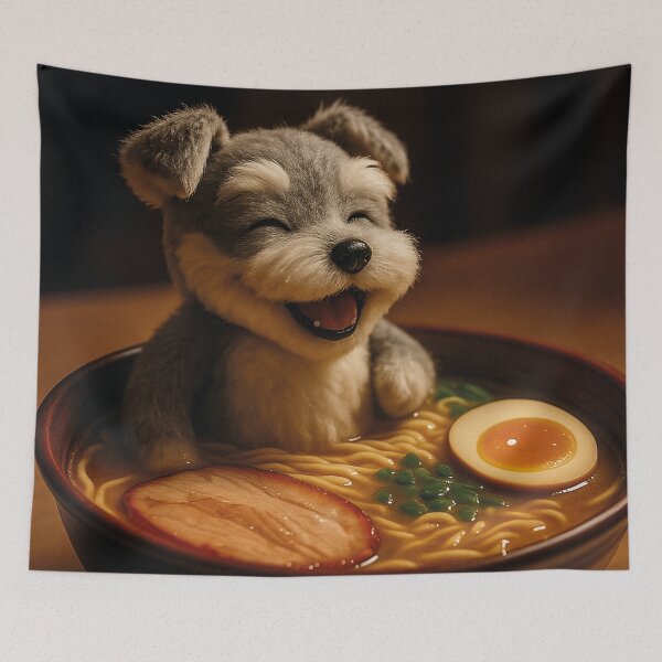 Item preview, Cute dog bathing in ramen designed and sold by Mauswohn.