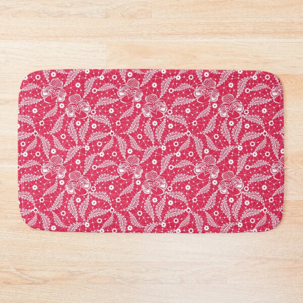 Item preview, White floral lace on red background  designed and sold by fuzzyfox.
