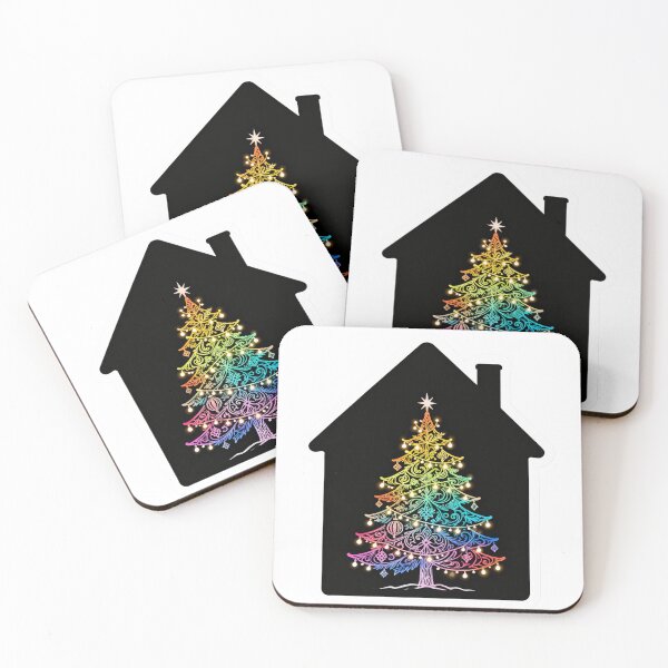 Item preview, Negative Space Christmas Cottage Sticker | Silhouette House with Holiday Tree | Minimalist Modern Christmas Design designed and sold by meetart15.