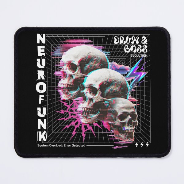 Item preview, NEUROFUNK  - Dnb 3 Glitch Skullz (White) designed and sold by Discothreadz.