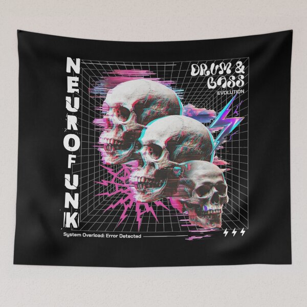 Item preview, NEUROFUNK  - Dnb 3 Glitch Skullz (White) designed and sold by Discothreadz.