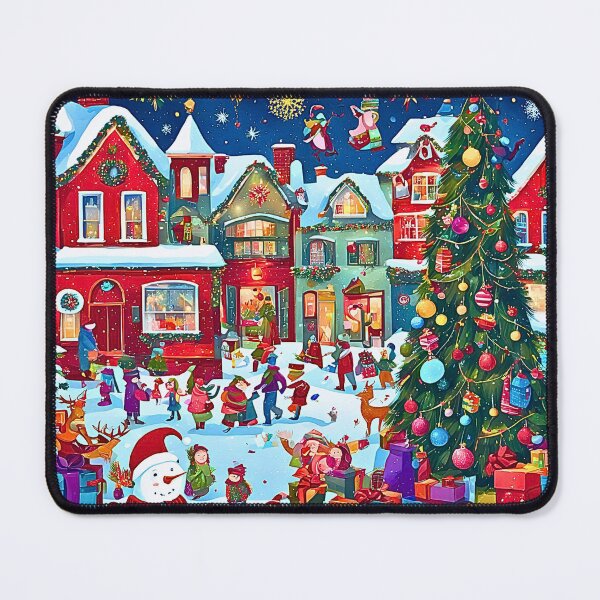 Item preview, Colorful Christmas market scene – Festive illustration with gifts and Christmas tree designed and sold by Spreesnake Design .