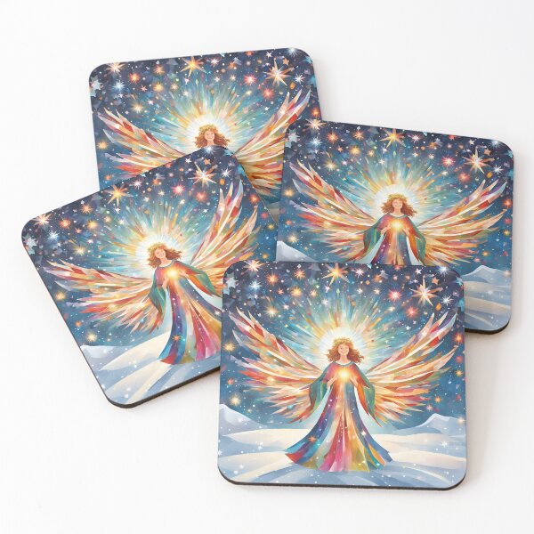 Item preview, Radiant Christmas Angel – Colorful holiday illustration with stars designed and sold by Spreesnake Design .