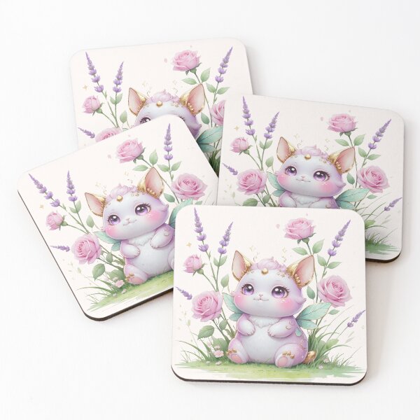 Item preview, Kawaii Magical Forest Creature Sticker – Pastel Fairy Animal in Flowers & Grass designed and sold by EtherealMoodboard.