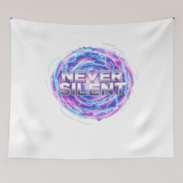 Item preview, NEVER SILENT – Bold Electric Energy Typography designed and sold by Happyfreedom.