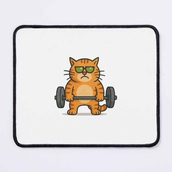 Item preview, Yoko the Strong Cat – Funny Weightlifting Gym Cartoon designed and sold by YokoByIngoErno.