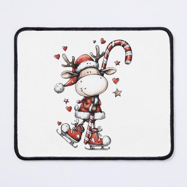 Item preview, Skating Reindeer with Candy Cane and Santa Coat designed and sold by QuietBloom80.
