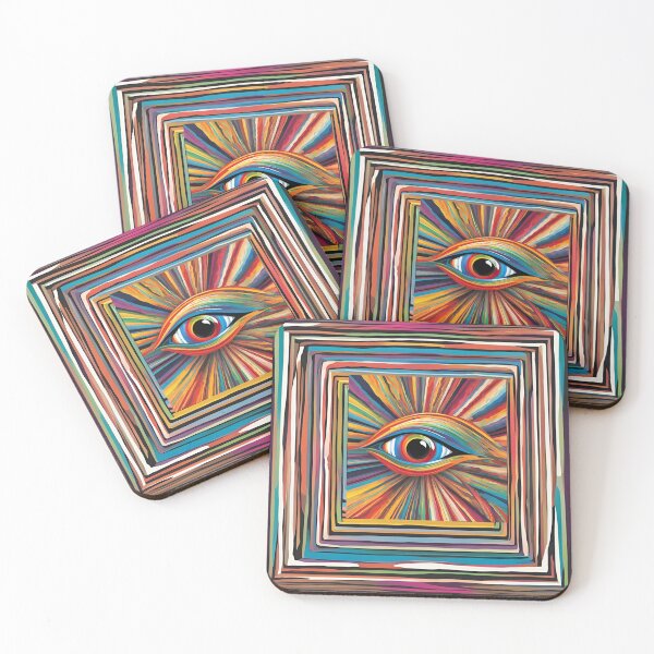 Item preview, Abstract Eye – Psychedelic art with colorful lines and geometric frame designed and sold by Spreesnake Design .