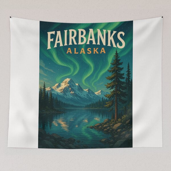 Item preview,  Fairbanks Northern Lights Over Alaska Range designed and sold by Places On Earth.