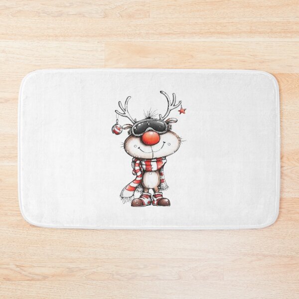 Item preview, Red-Nosed Reindeer in Ski Goggles & Striped Scarf designed and sold by QuietBloom80.