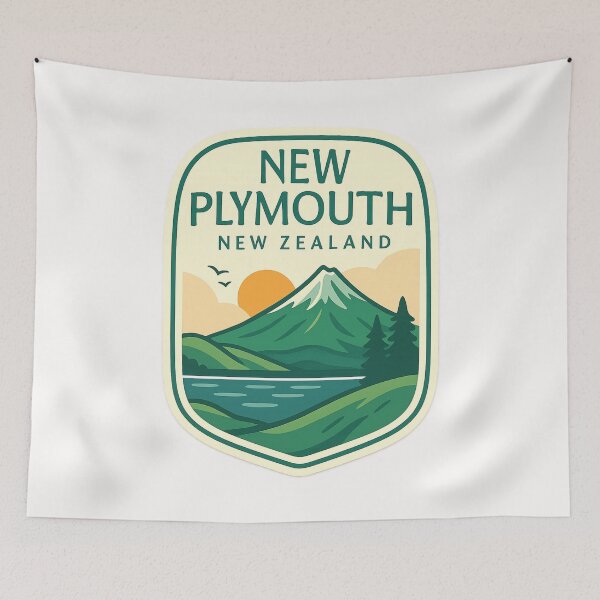 Item preview, New Plymouth New Zealand Mountain Lake Badge designed and sold by Places On Earth.