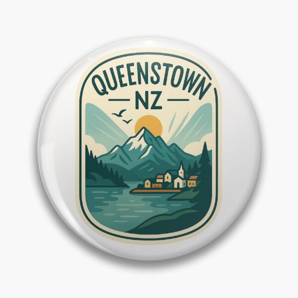 Item preview, Queenstown NZ Mountain Village Scenic Emblem designed and sold by Places On Earth.