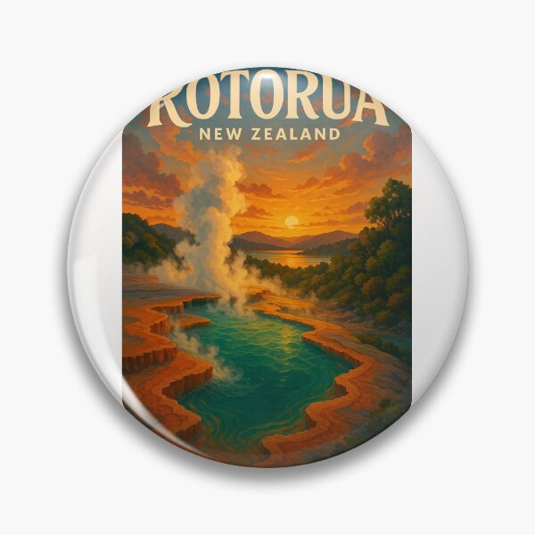 Item preview, Rotorua New Zealand Geothermal Sunset Poster designed and sold by Places On Earth.