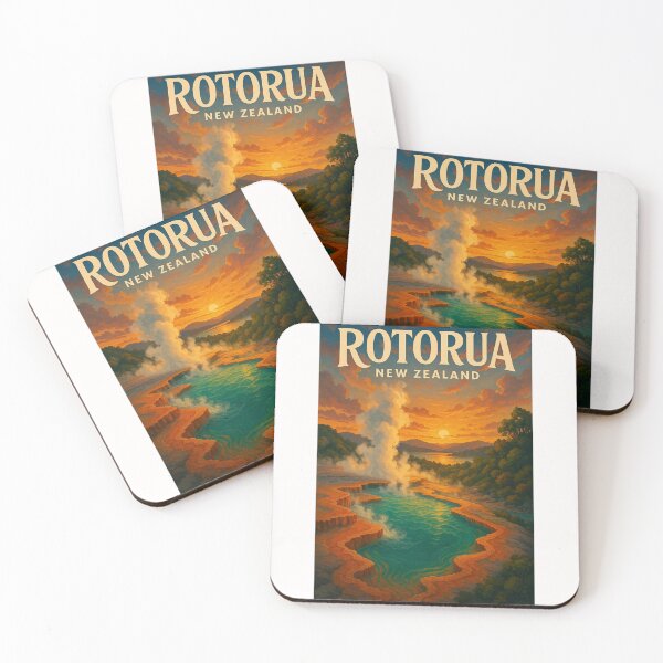 Item preview, Rotorua New Zealand Geothermal Sunset Poster designed and sold by Places On Earth.