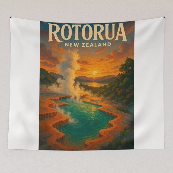 Item preview, Rotorua New Zealand Geothermal Sunset Poster designed and sold by Places On Earth.