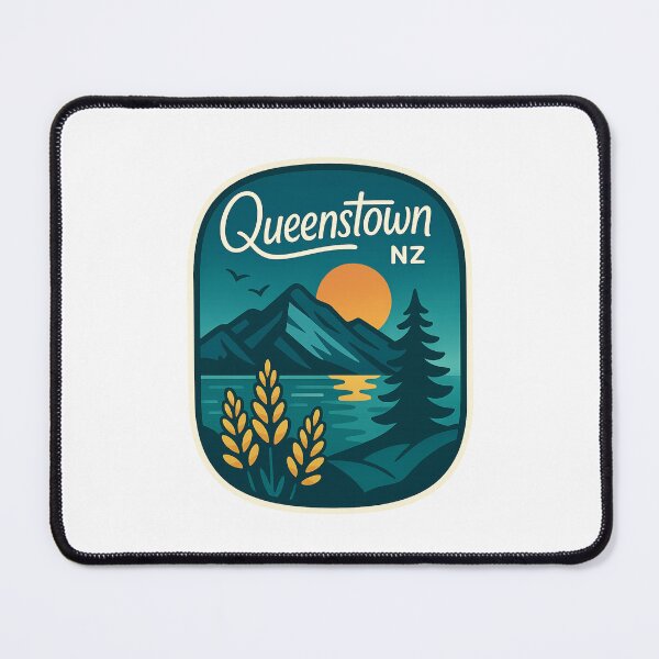 Item preview, Queenstown NZ Sunset Mountains Lake Badge designed and sold by Places On Earth.