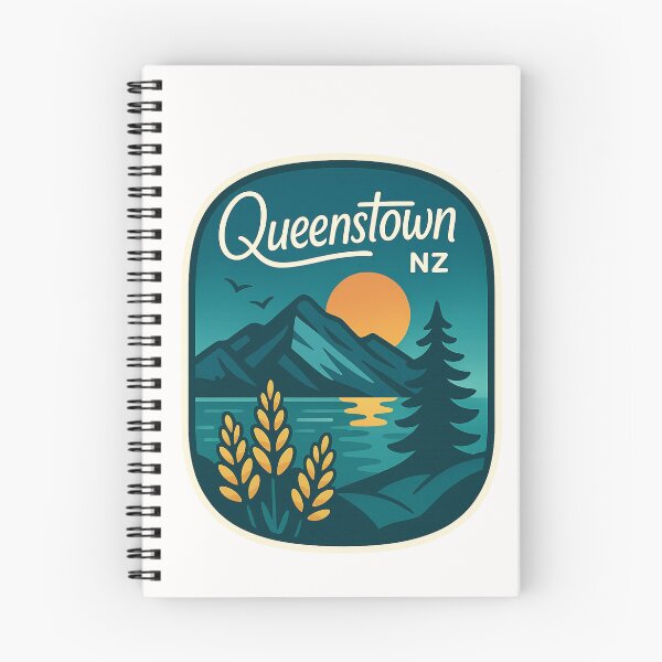 Item preview, Queenstown NZ Sunset Mountains Lake Badge designed and sold by Places On Earth.