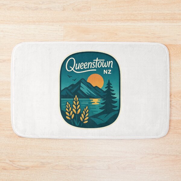 Item preview, Queenstown NZ Sunset Mountains Lake Badge designed and sold by Places On Earth.
