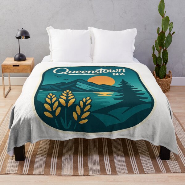 Item preview, Queenstown NZ Sunset Mountains Lake Badge designed and sold by Places On Earth.