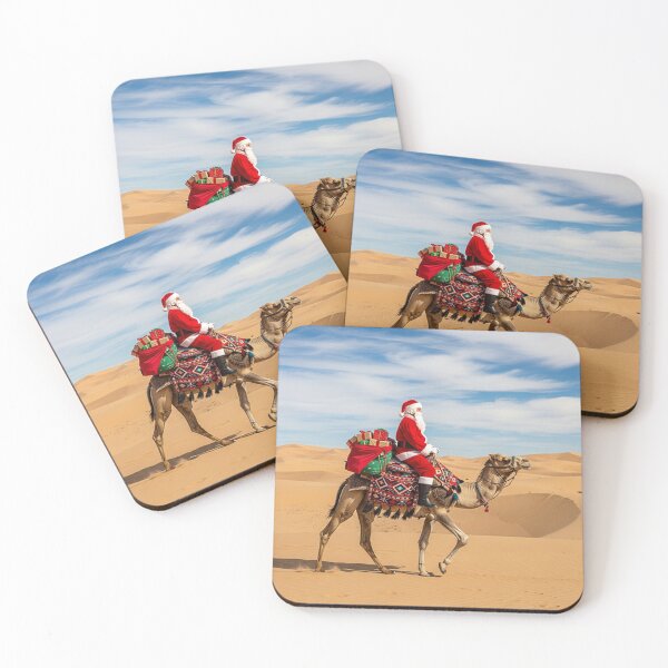 Item preview, Santa in the Desert – Festive Christmas Camel Ride Illustration designed and sold by PixelVibe782.