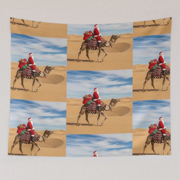 Item preview, Santa in the Desert – Festive Christmas Camel Ride Illustration designed and sold by PixelVibe782.