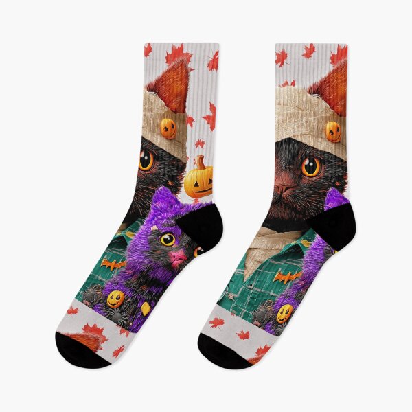 Item preview, Black Cats in Halloween Costumes – Adorable Mummy Kittens with Pumpkins and Spooky Background designed and sold by Grafititee.