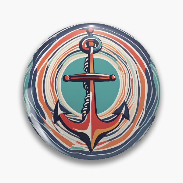 Item preview, Abstract anchor – Maritime design with colorful waves and geometric pattern designed and sold by Spreesnake Design .