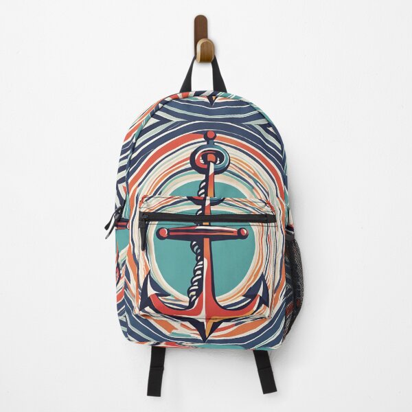 Item preview, Abstract anchor – Maritime design with colorful waves and geometric pattern designed and sold by Spreesnake Design .