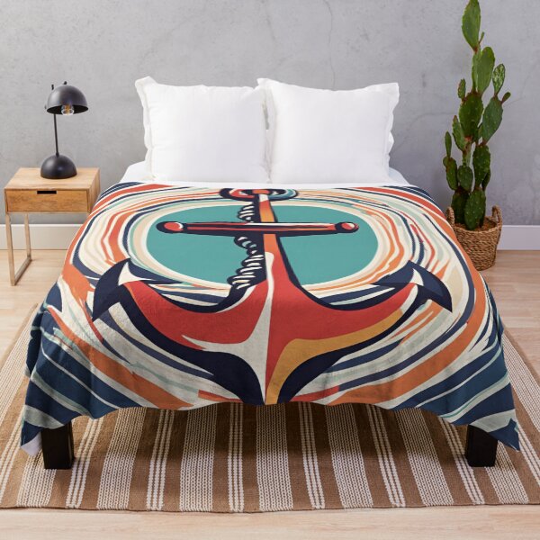 Item preview, Abstract anchor – Maritime design with colorful waves and geometric pattern designed and sold by Spreesnake Design .